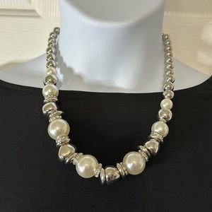 Silver and White Necklace